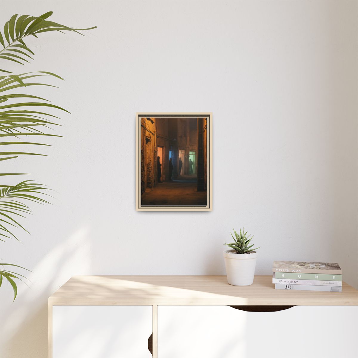Matte Canvas, Framed - Shadowed Alleyway Mystery Art Print...