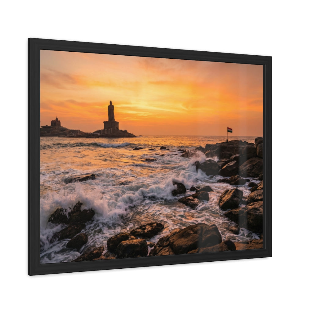 Framed Posters - Coastal Golden Glow — Landscape