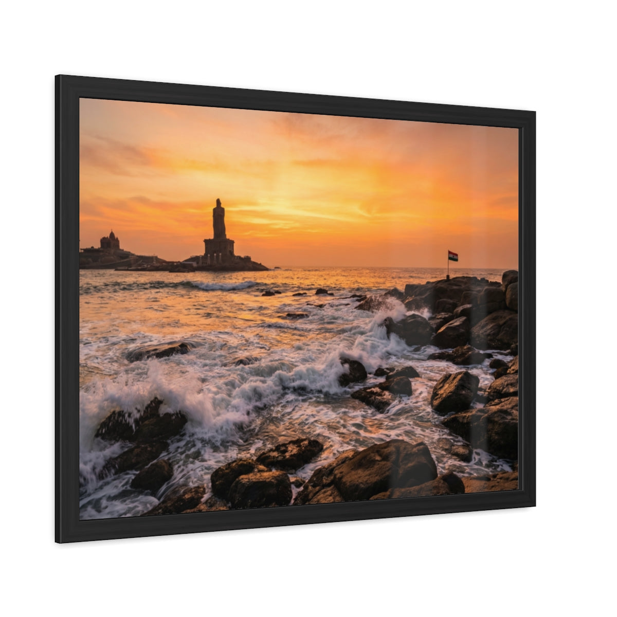 Framed Posters - Coastal Golden Glow — Landscape