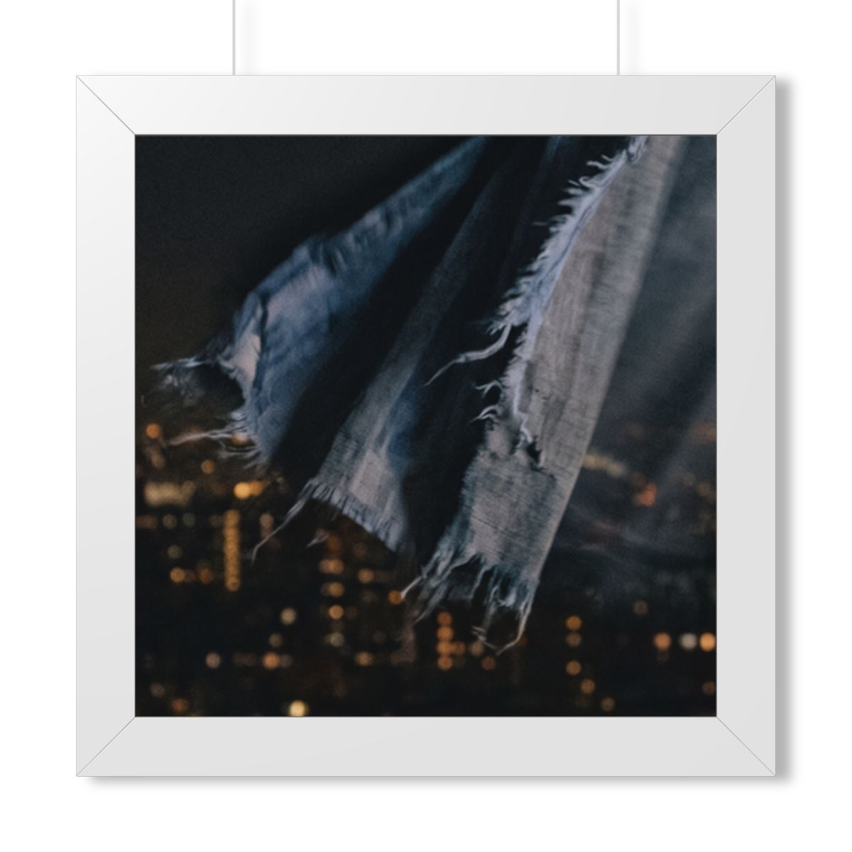 Framed Vertical Poster - City Lights Nocturne — White... |...