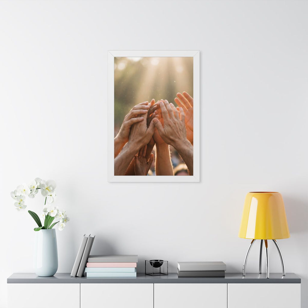 Framed Vertical Poster - Golden Rays of Unity Wall Art... |...