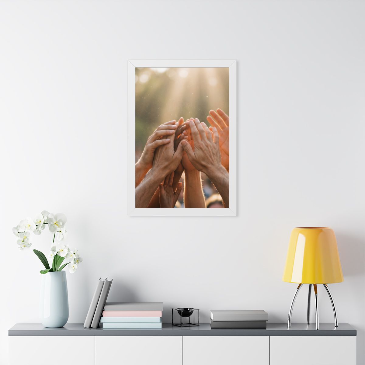 Framed Vertical Poster - Golden Rays of Unity Wall Art... |...