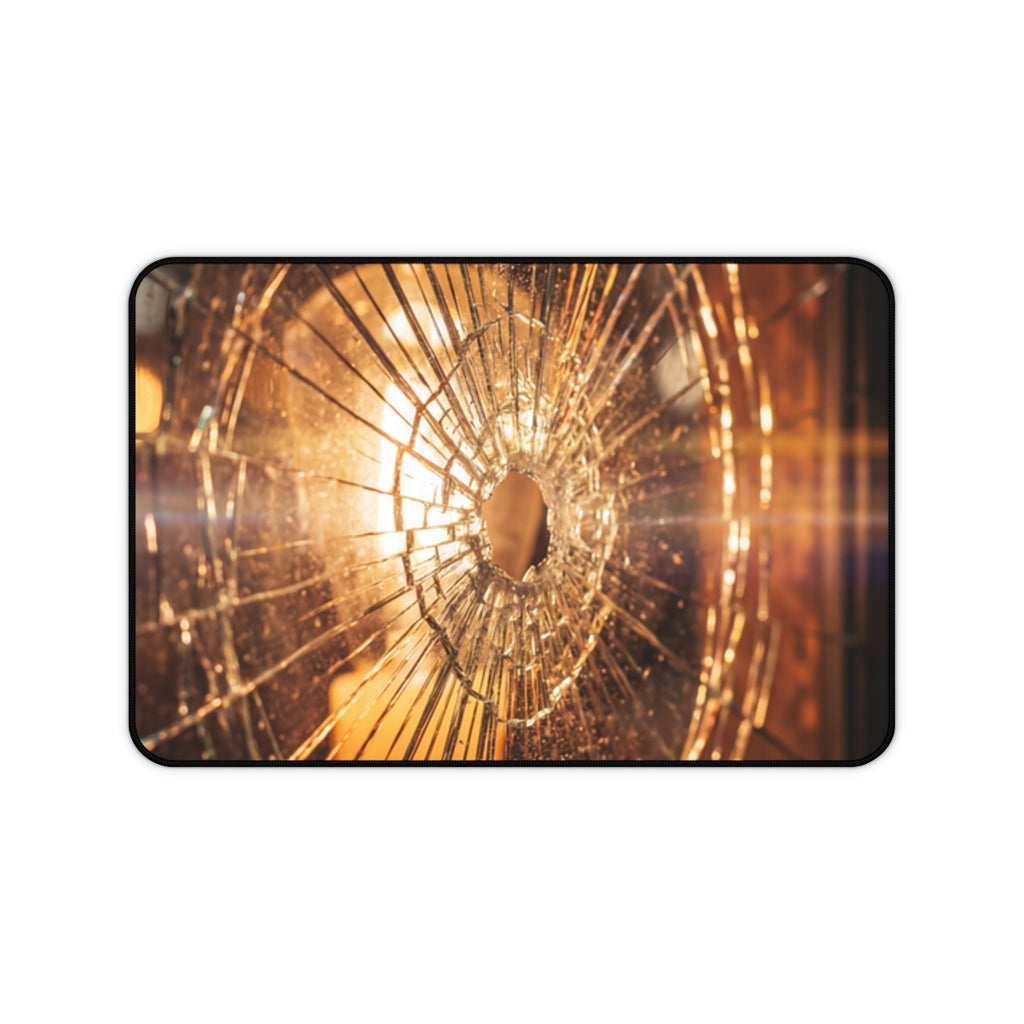 Desk Mat - Golden Fractured Glass Aesthetic Wall Art |...
