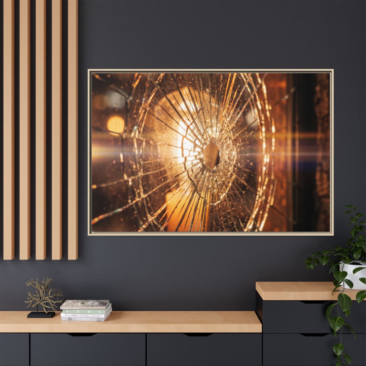 Matte Canvas, Framed - Golden Fractured Art — Natural /... |...