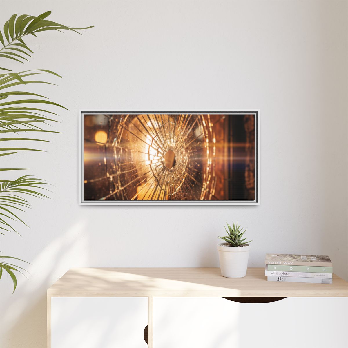 Framed Matte Canvas - Shattered Glass — White / 1.25"