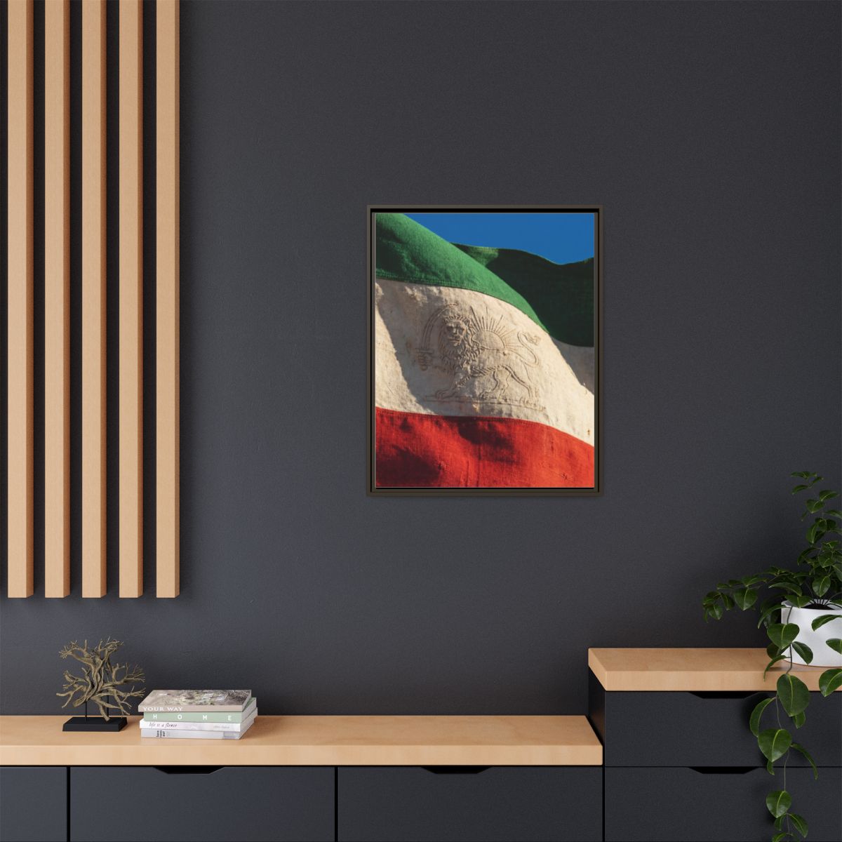 Framed Canvas Art - Distressed Flag — Espresso / 1.25"