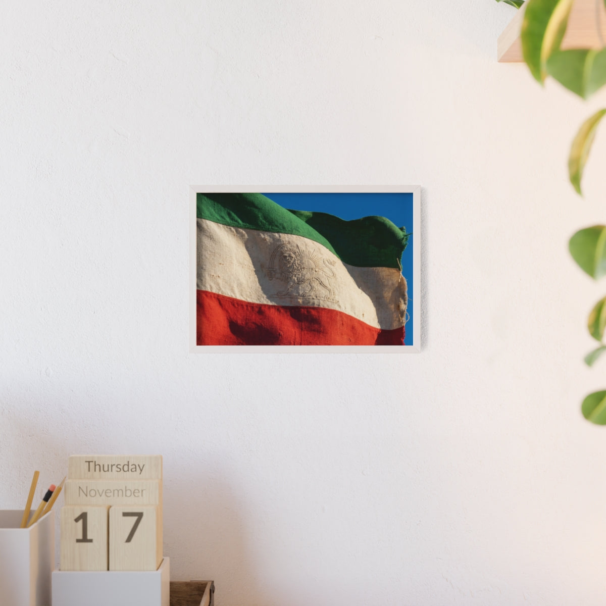 Wood Framed Poster - Vintage Flag — Landscape