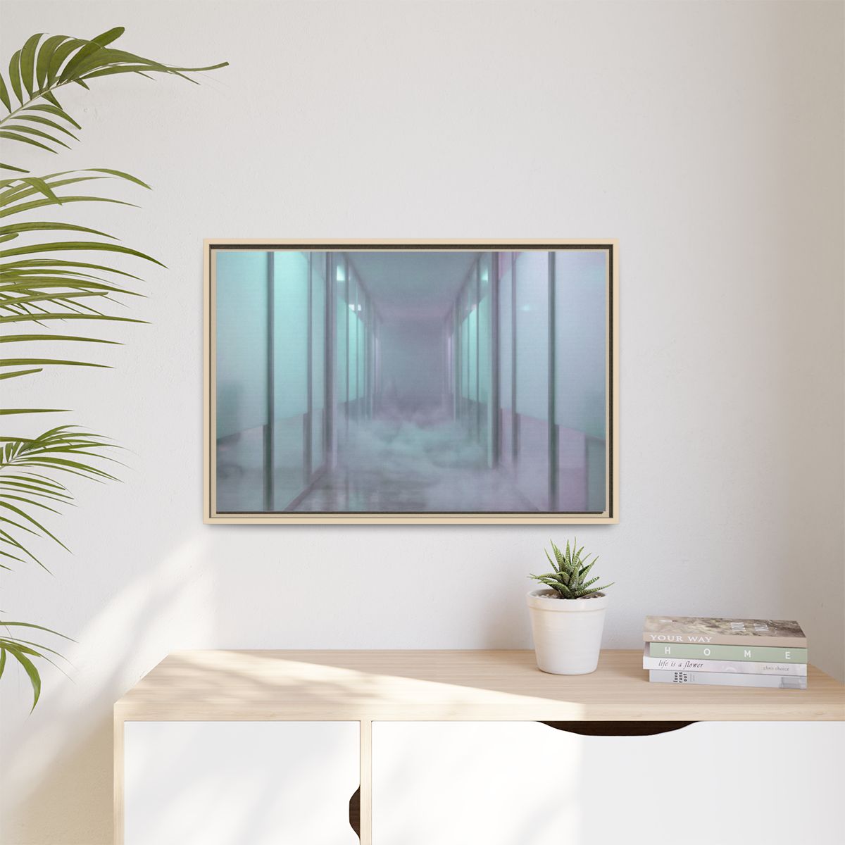 Matte Canvas, Framed - Liminal Corridor Fog Art Print —... |...
