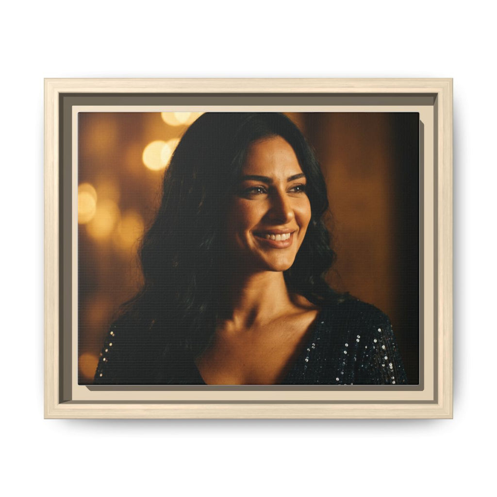 Framed Canvas Art - Golden Glamour — Natural / 1.25"