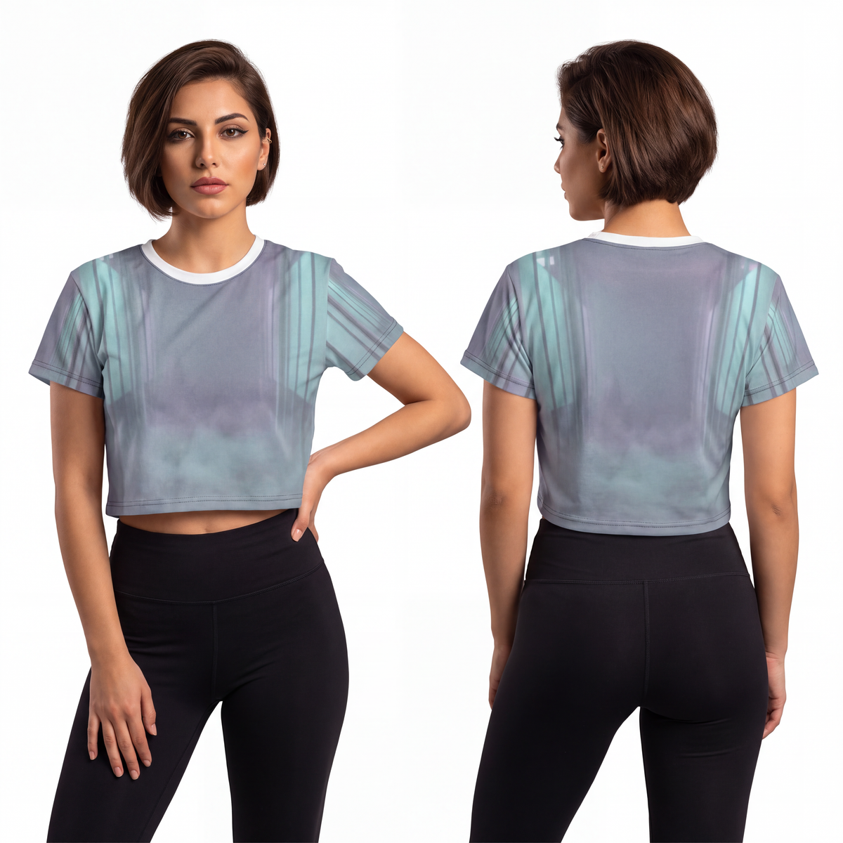 Crop Tee - Liminal Corridor Fog Art Print | Echovira Gallery