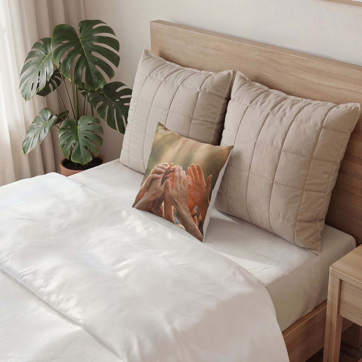 Poly Velvet Pillow - Golden Rays of Unity Wall Art |...