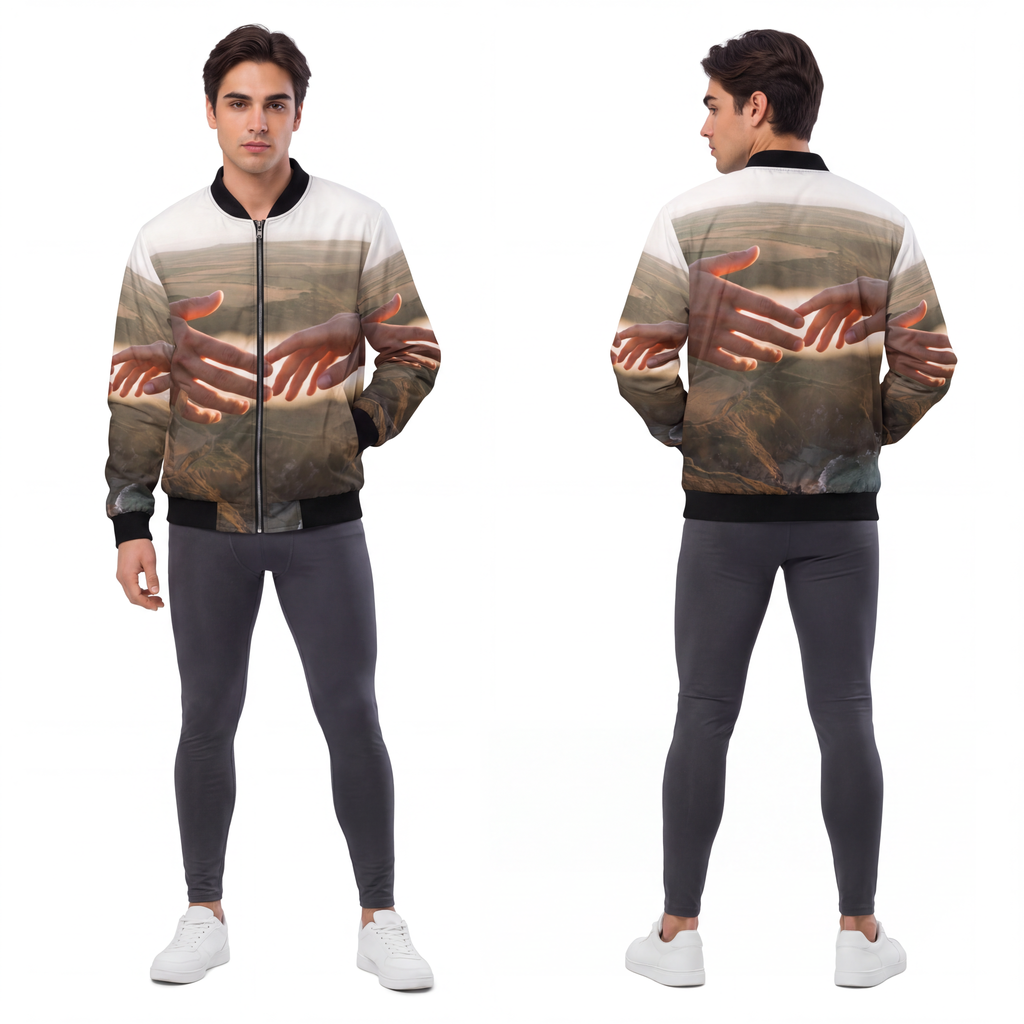 Men's Bomber Jacket - The Infinite Touch | Ethereal Coastal...