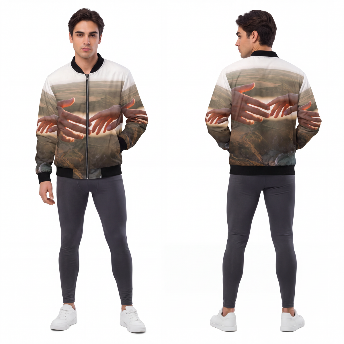 Men's Bomber Jacket - The Infinite Touch | Ethereal Coastal...