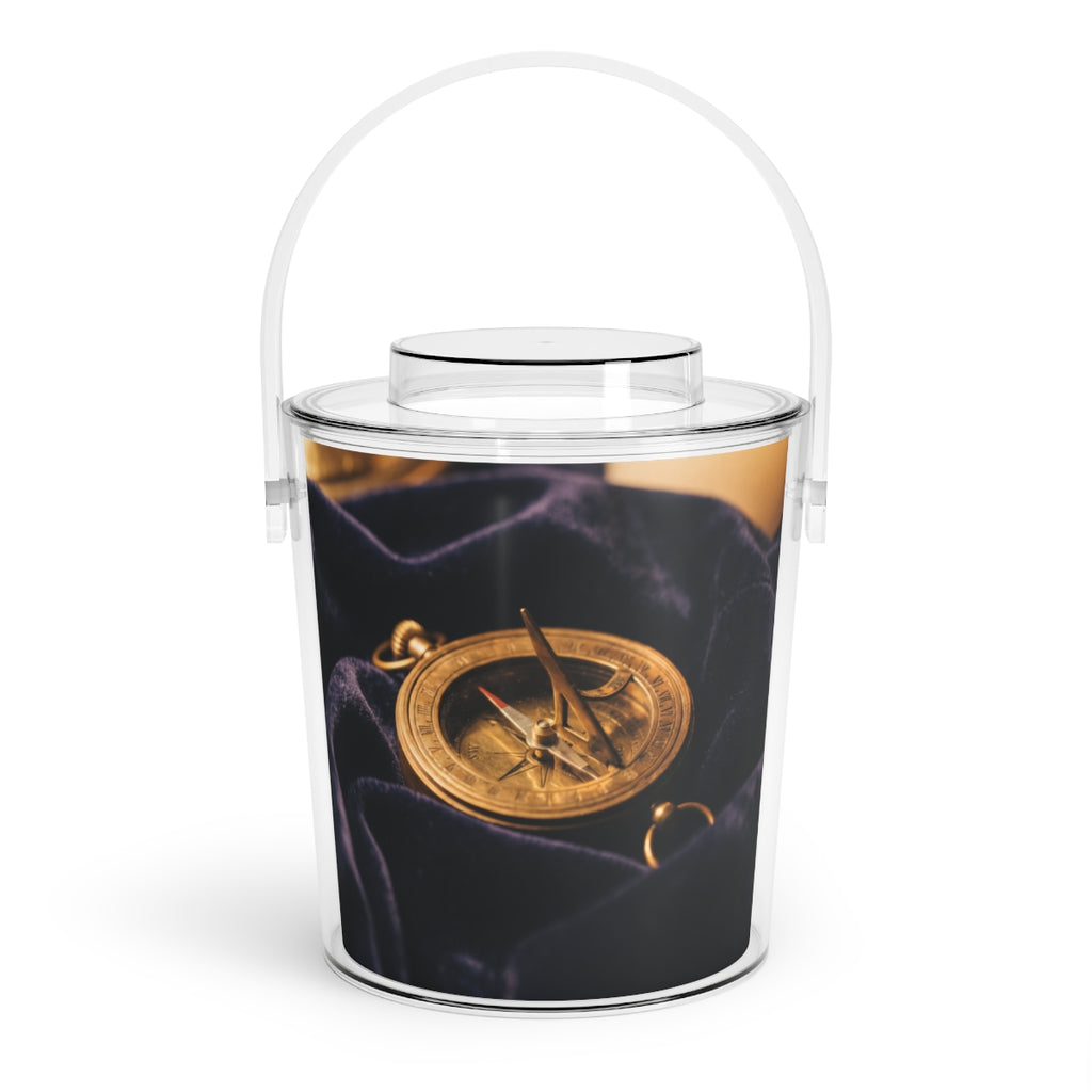 Sundial Compass Ice Bucket with Tongs
