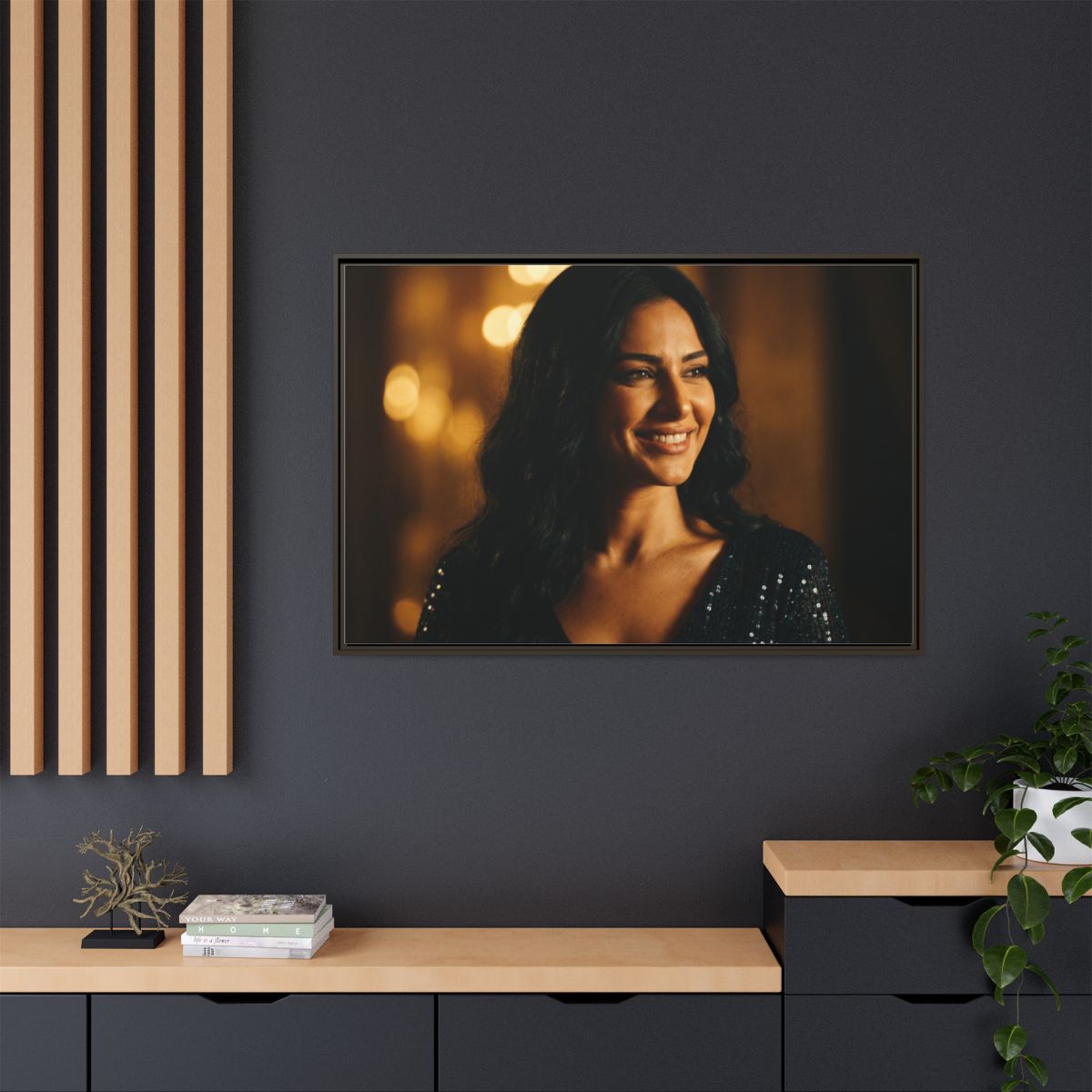 Framed Canvas Art - Golden Glamour — Espresso / 1.25"