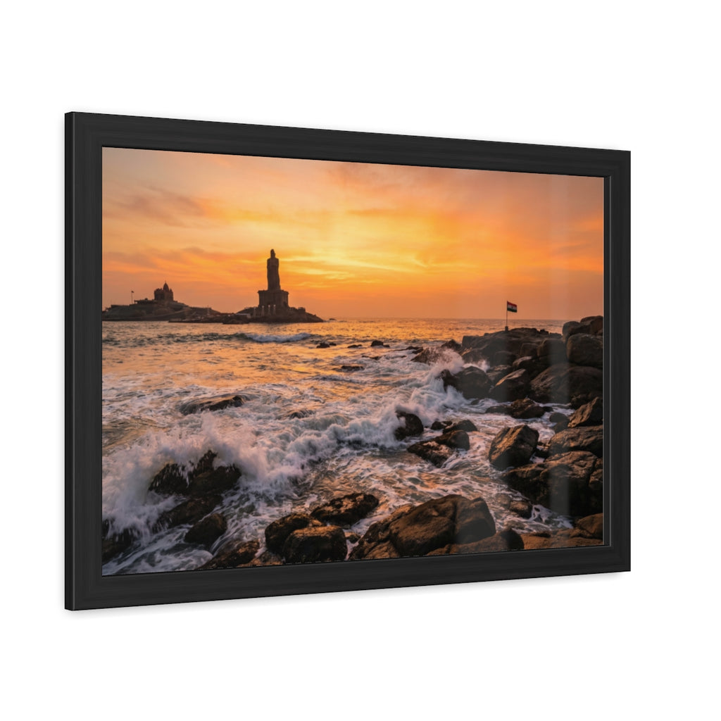 Framed Posters - Coastal Golden Glow — Landscape