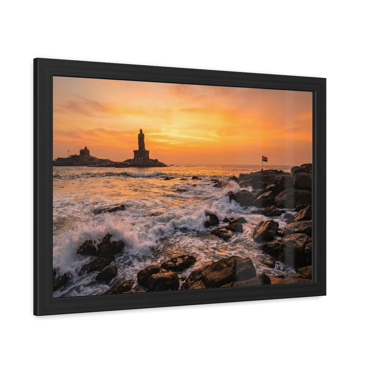 Framed Posters - Coastal Golden Glow — Landscape
