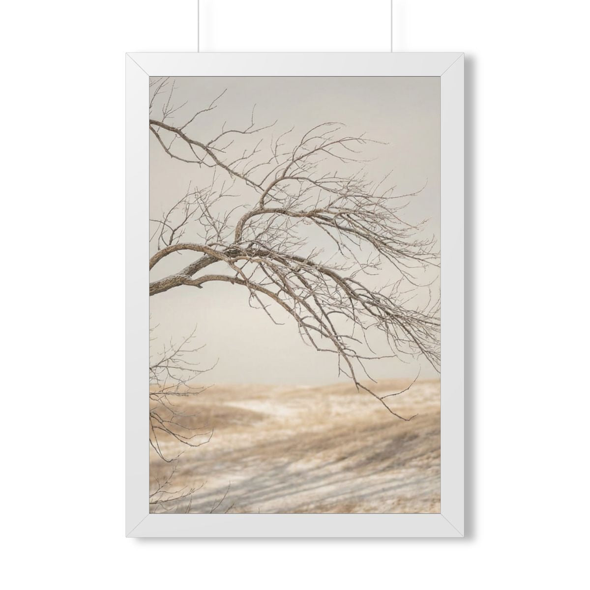 Framed Vertical Poster - Winter Branch Solitude Landscape —...