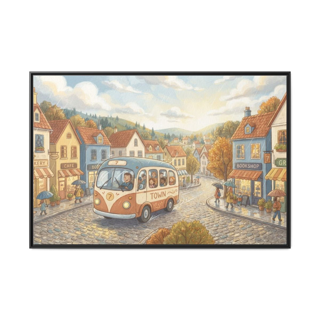 Matte Canvas Framed - Cozy Town Bus — Black / 1.25" (10×8......