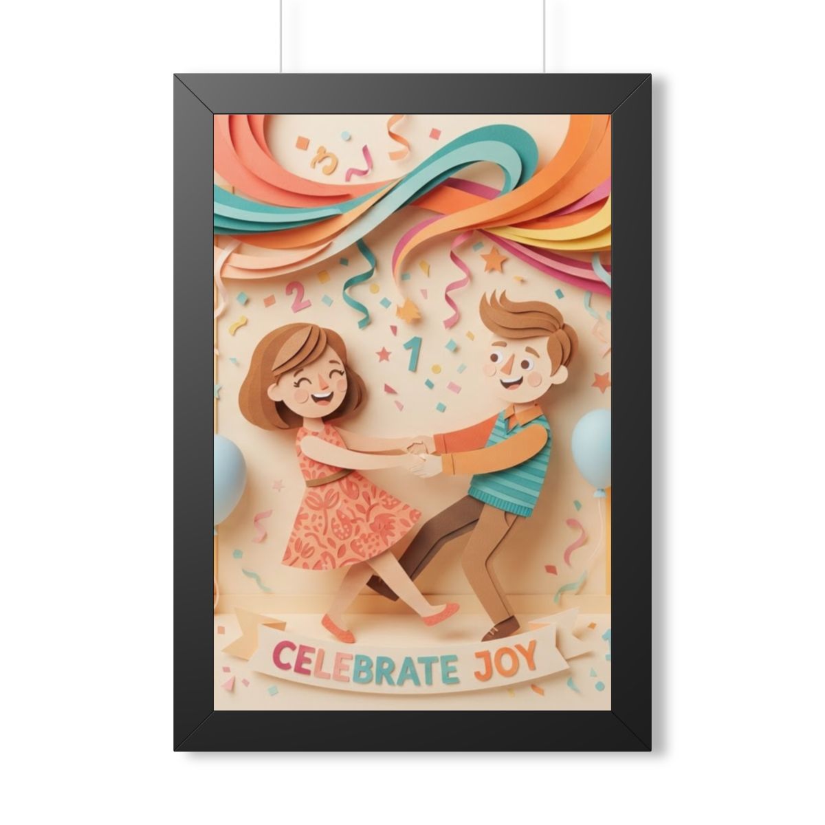 Framed Vertical Poster - Celebrate Joy Papercut Art... |...
