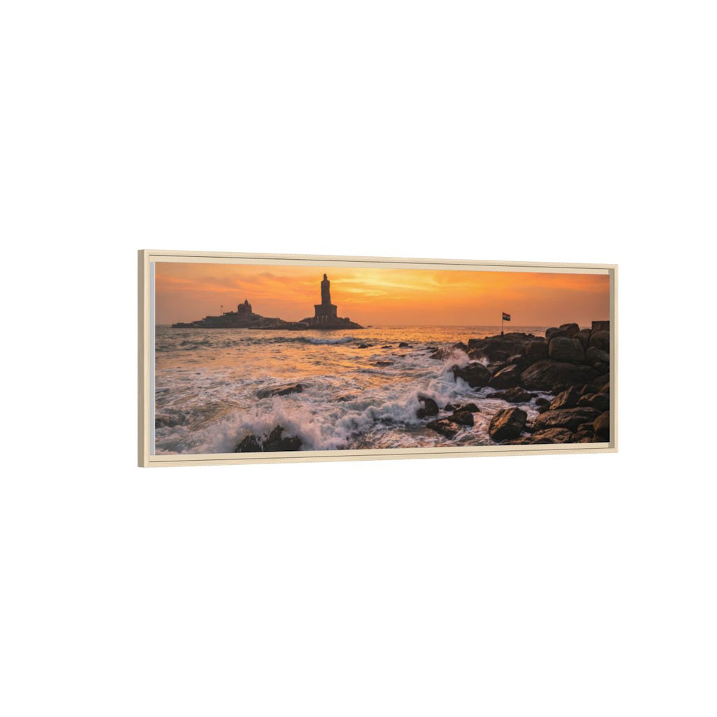Framed Canvas - Golden Coast Dawn — Natural / 1.25"