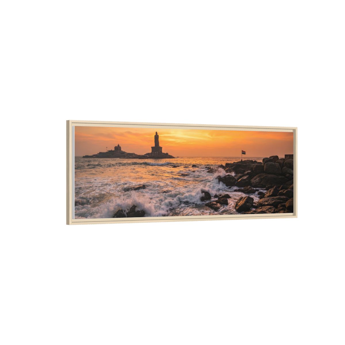 Framed Canvas - Golden Coast Dawn — Natural / 1.25"