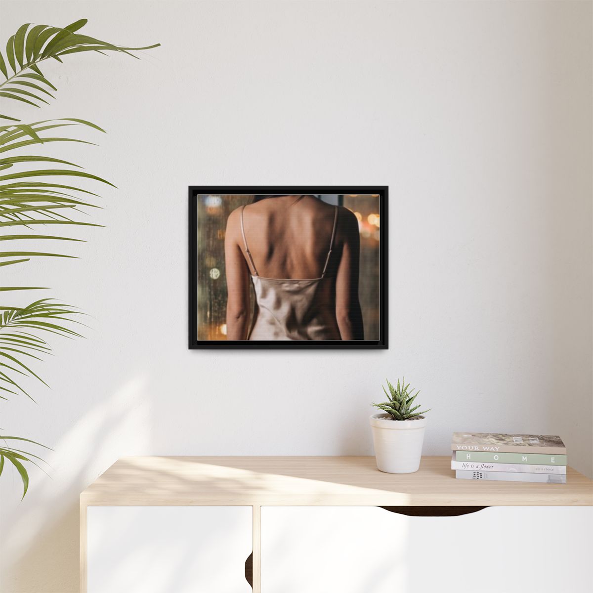 Matte Canvas, Framed - Rainy City lights Glow — Black /... |...