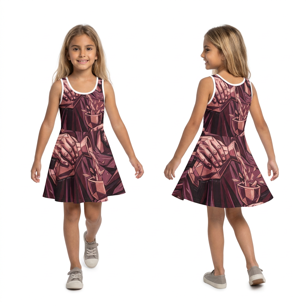 Vestido sin mangas para niña con arte de ritual