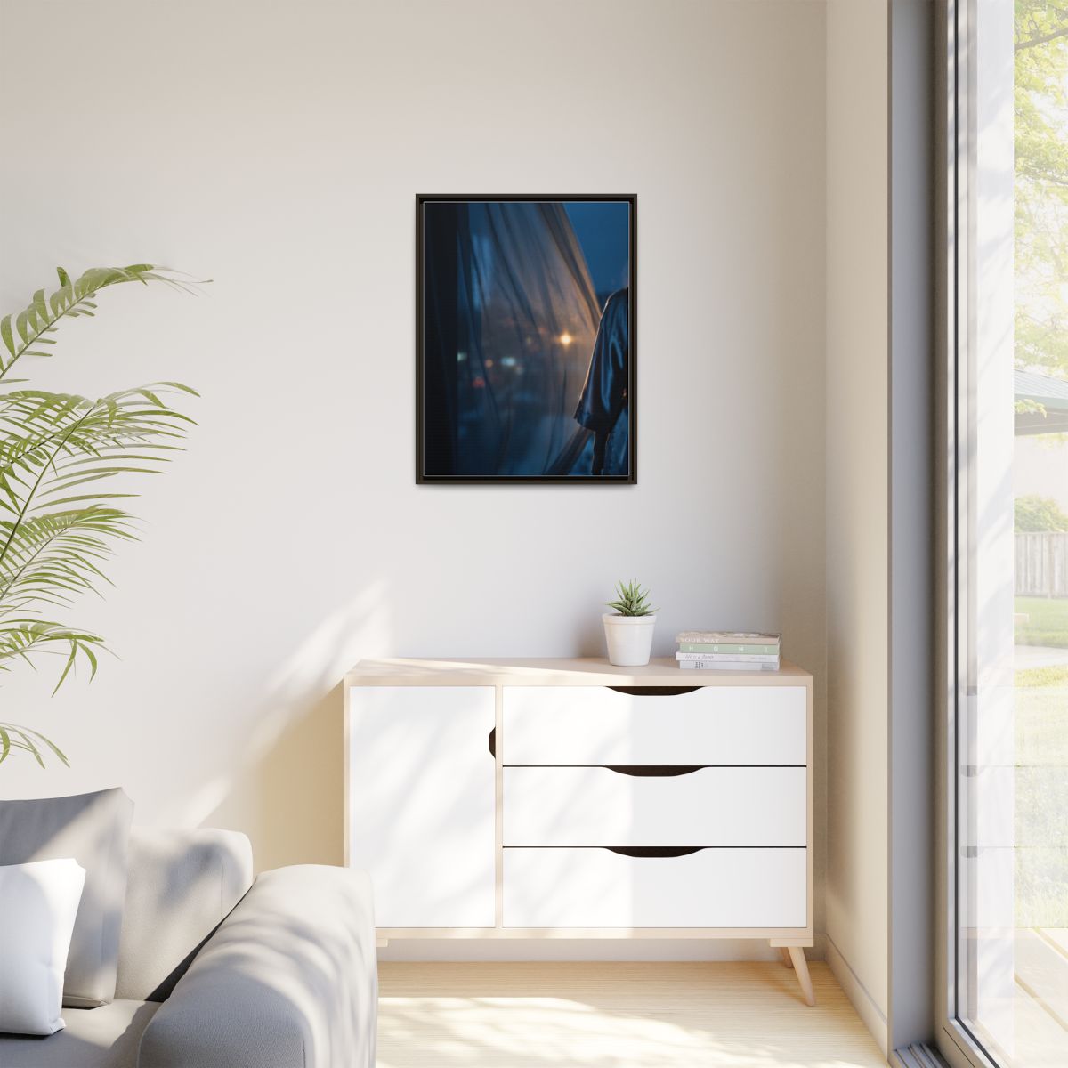 Matte Canvas, Framed - Nocturnal Solitude Silhouette —... |...
