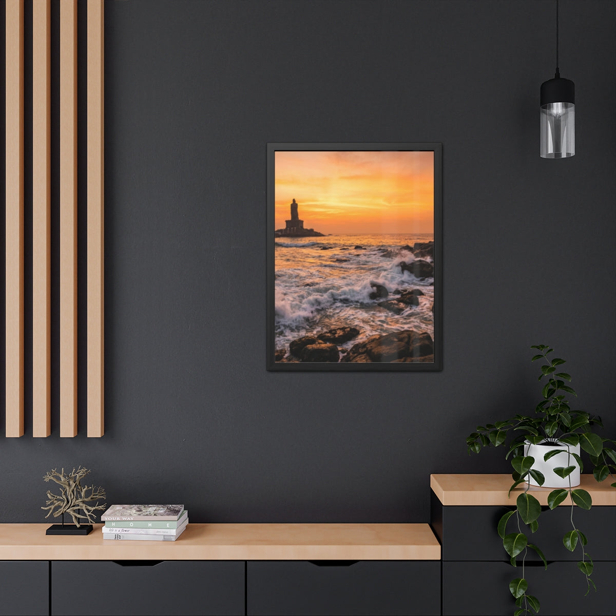 Framed Posters - Coastal Golden Glow — Portrait