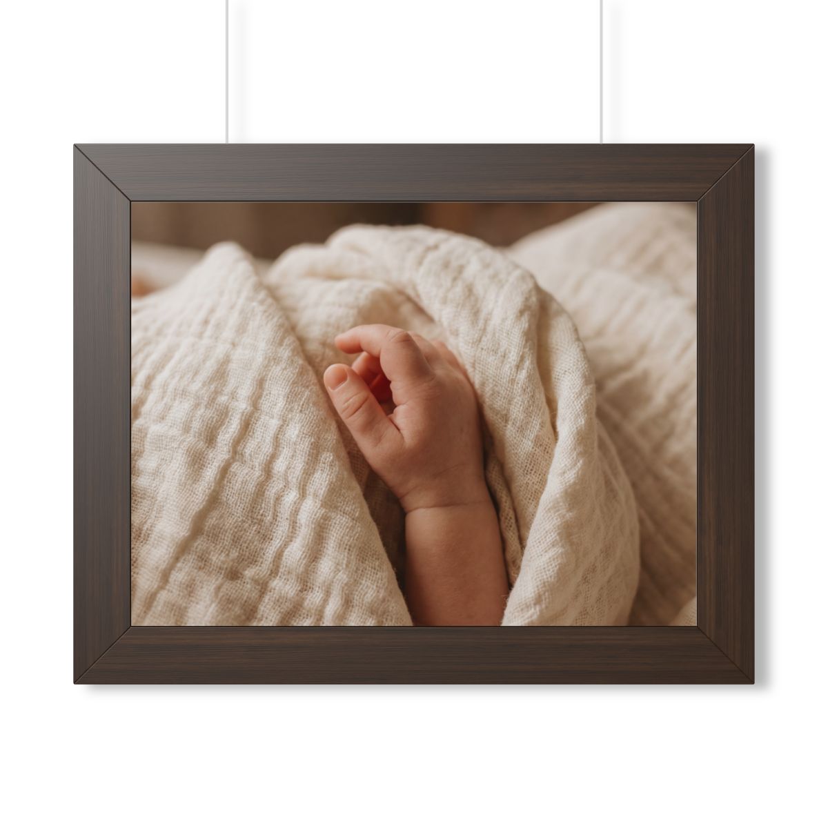 Framed Horizontal Poster - Tender Newborn Hand in Soft... |...