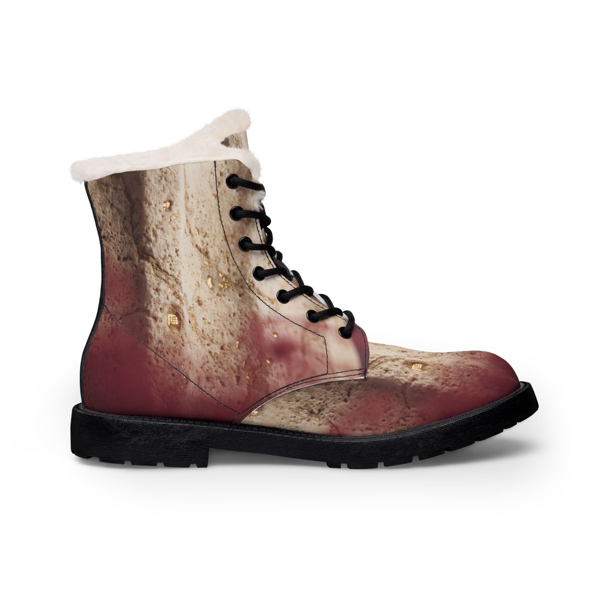 Men's Fur and Leather Boots Classical Pillar Art