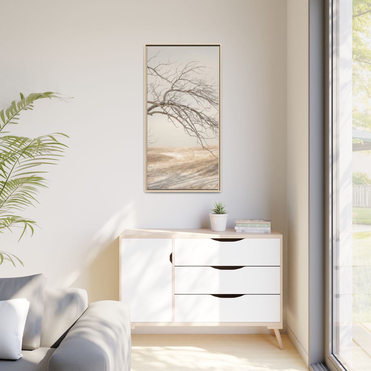 Matte Canvas, Framed - Winter Branch Solitude Landscape —......