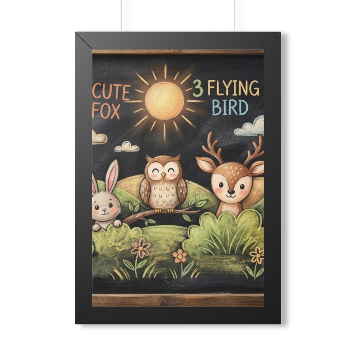 Framed Vertical Poster - Woodland Friends Meadow — Black......