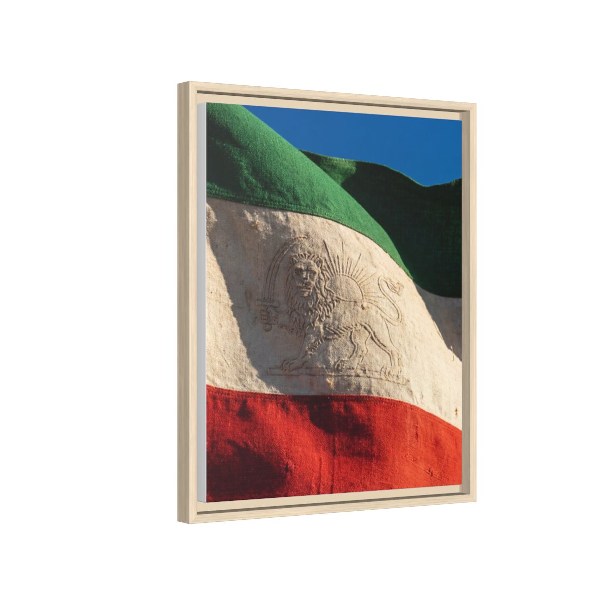 Framed Canvas Art - Distressed Flag — Natural / 1.25"