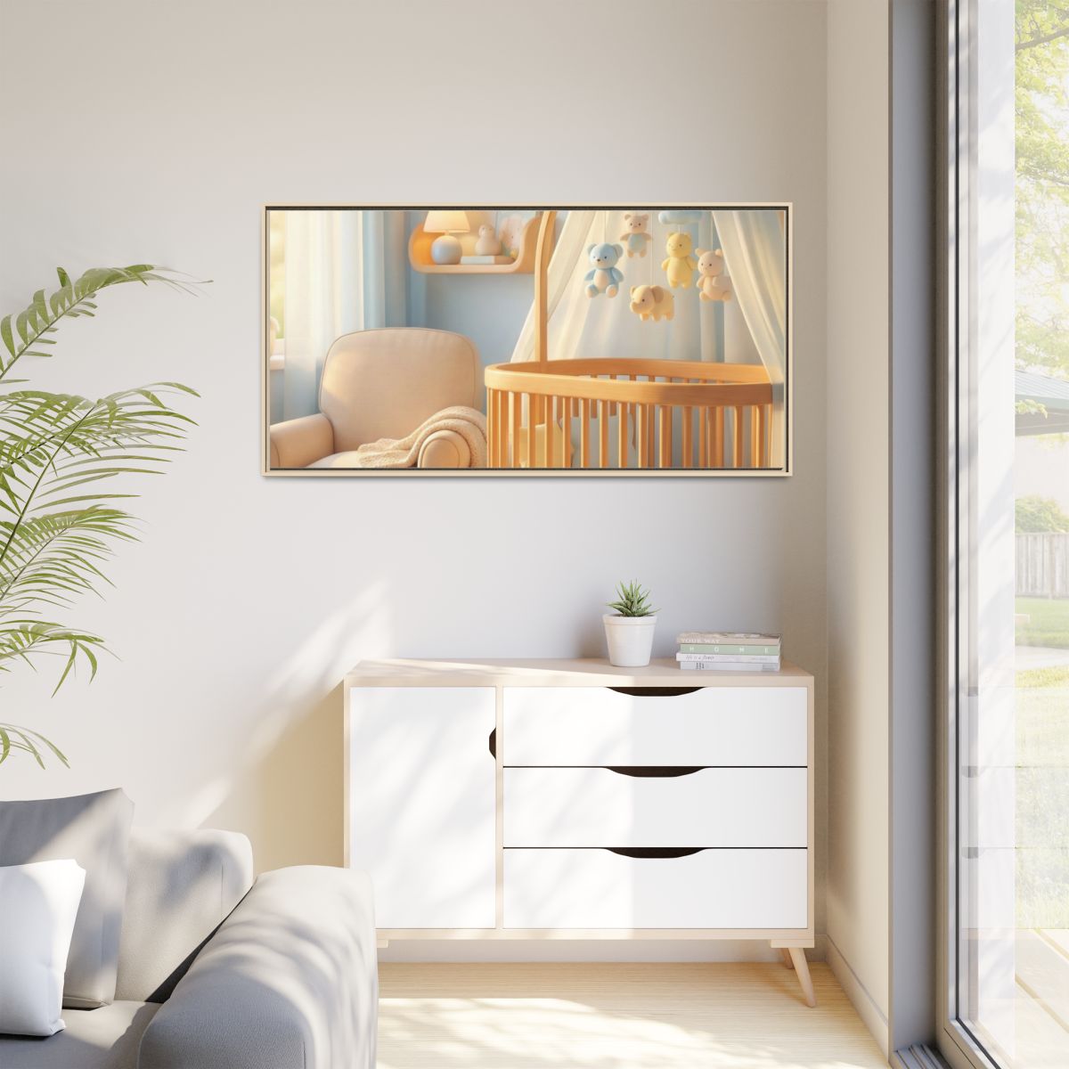 Matte Canvas, Framed - Dreamy Serene Nursery Art — Natural /...