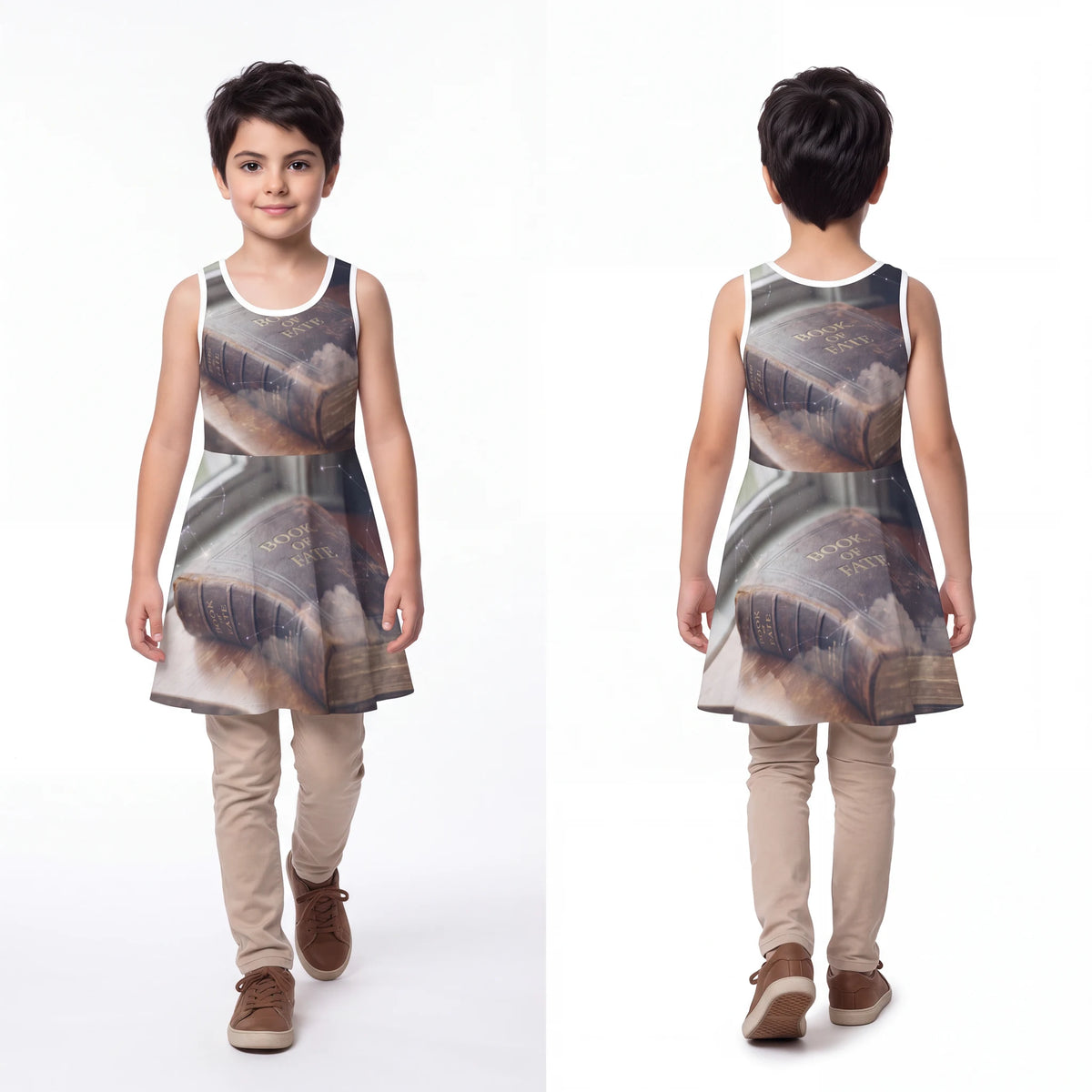 Girls' Sleeveless Sundress with Celestial Tome