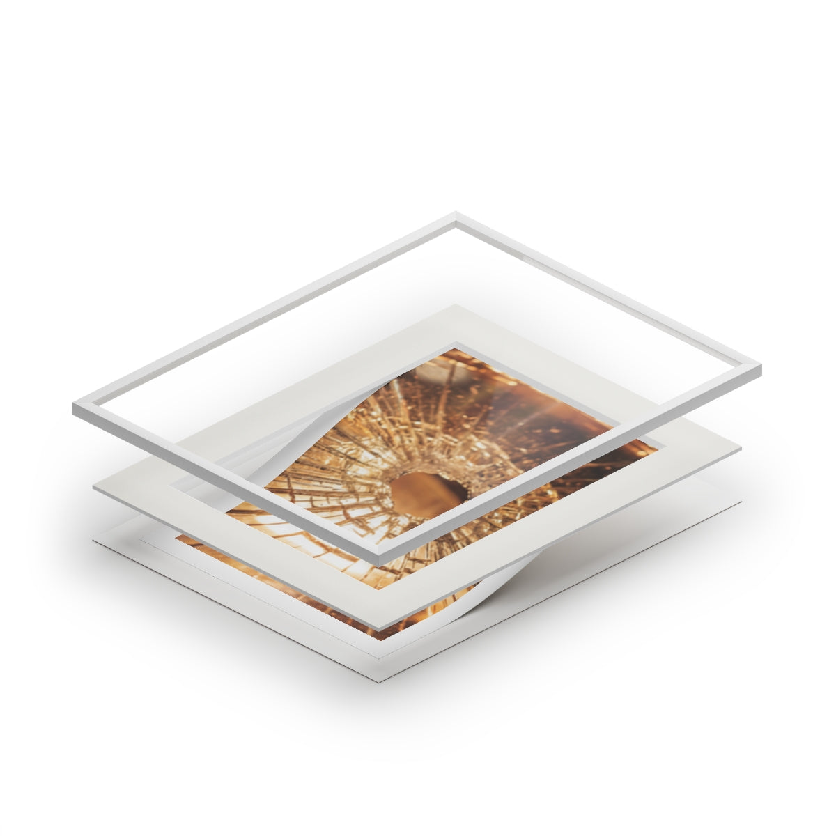Fine Art Prints - Golden Fractures Shattered Glass Art —......