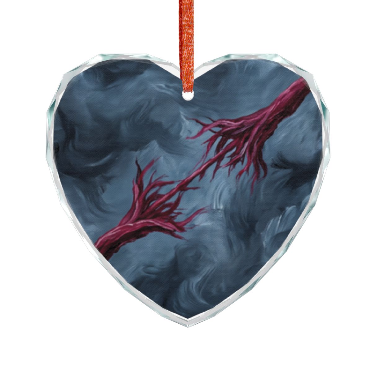 Crimson Abstract Glass Ornament