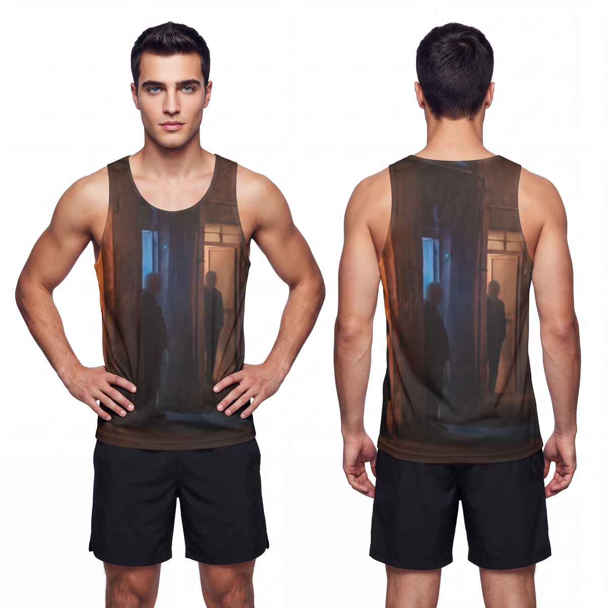 Men's Unisex Tank Top - Nocturnal Alleyway Misty Street Art...