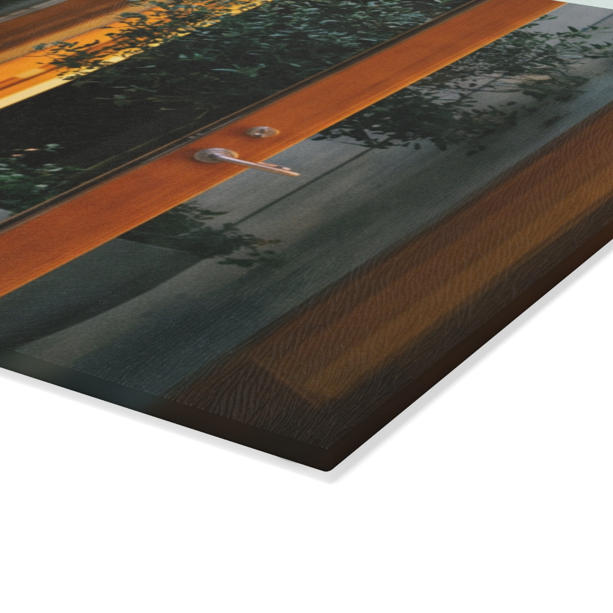 Glass Cutting Board - Twilight Courtyard | Echovira Gallery