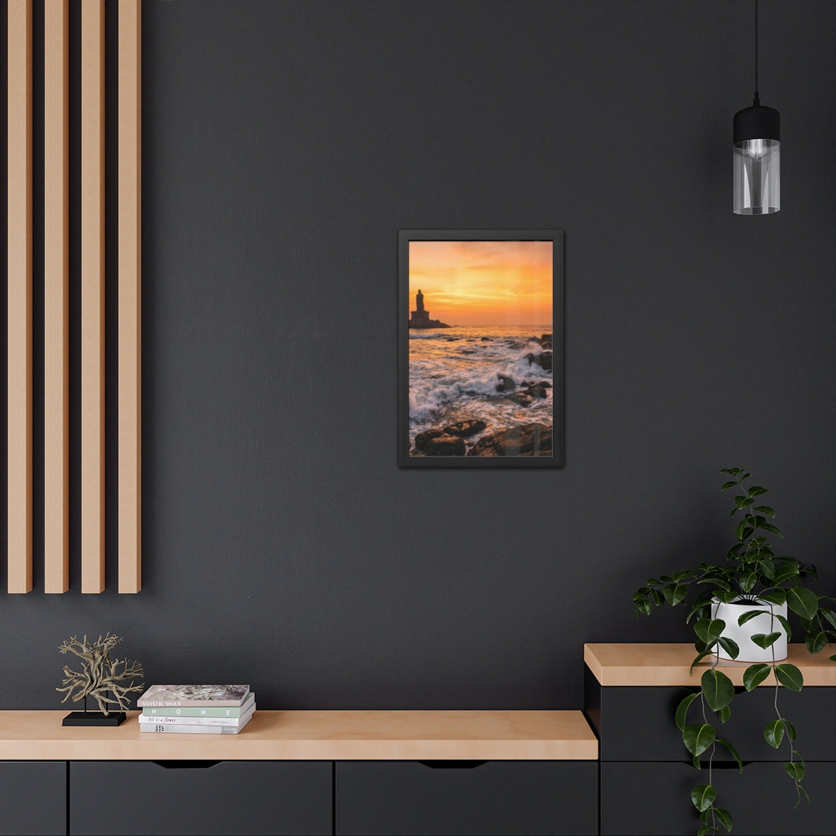 Framed Posters - Coastal Golden Glow — Portrait