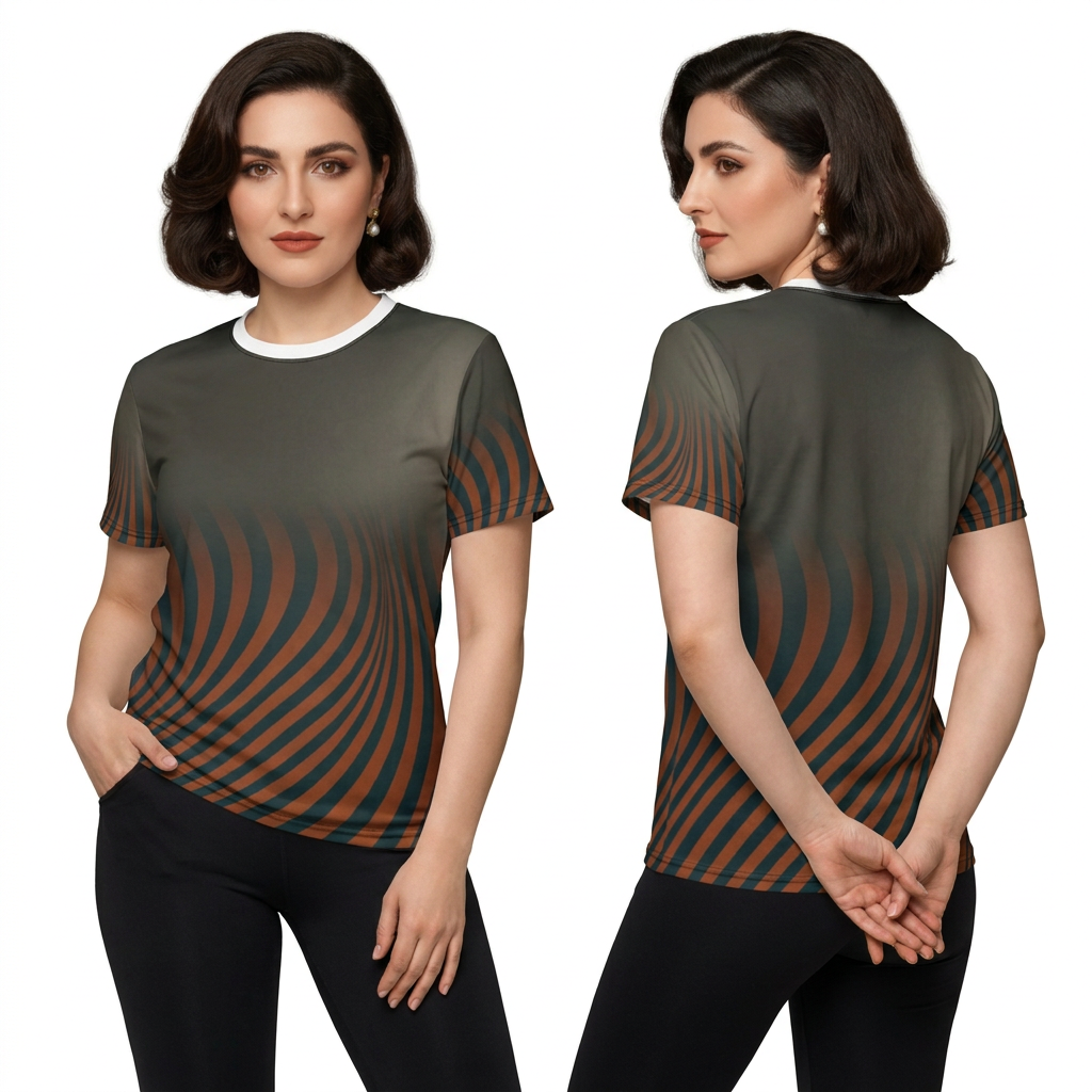 Unisex Cut & Sew Tee with Abstract Op-Art