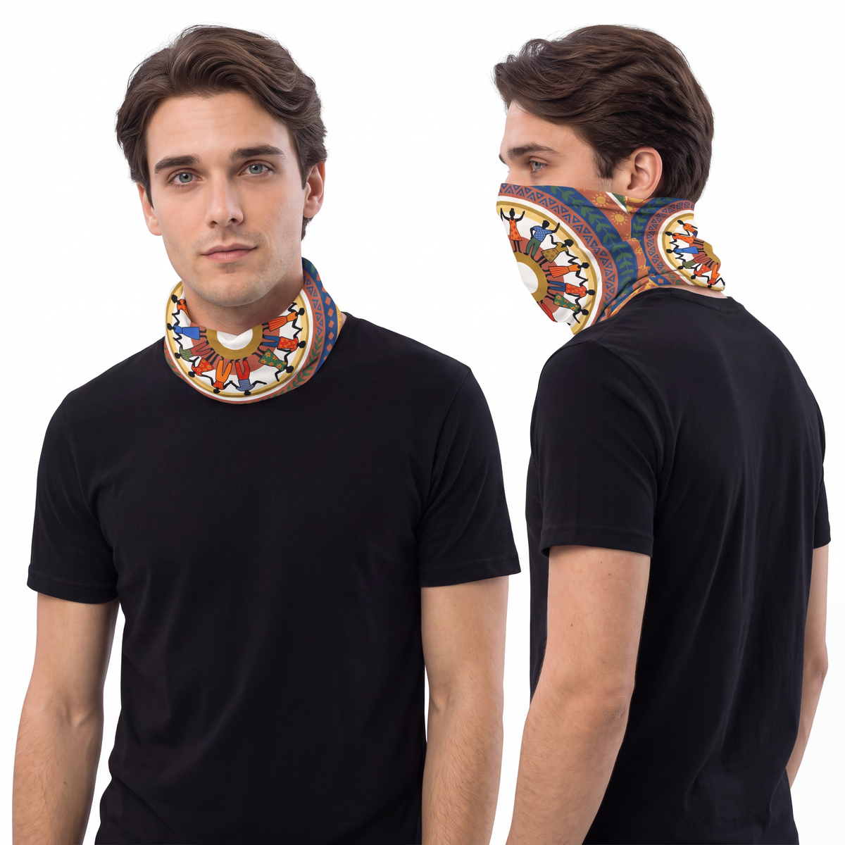 Men's Lightweight Neck Gaiter - Unity Mandala Folk Art |...