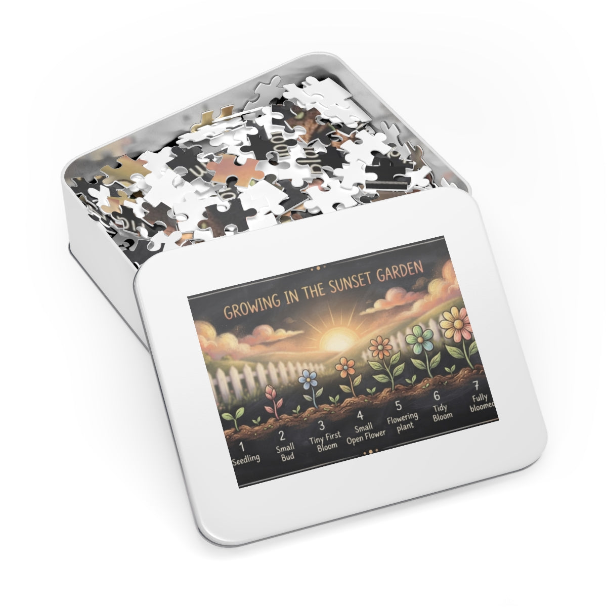 Jigsaw Puzzle with Tin - Sunset Garden Bloom (30, 110, 252...