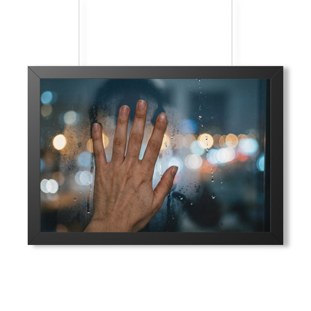 Framed Rainy City Window Horizontal Poster