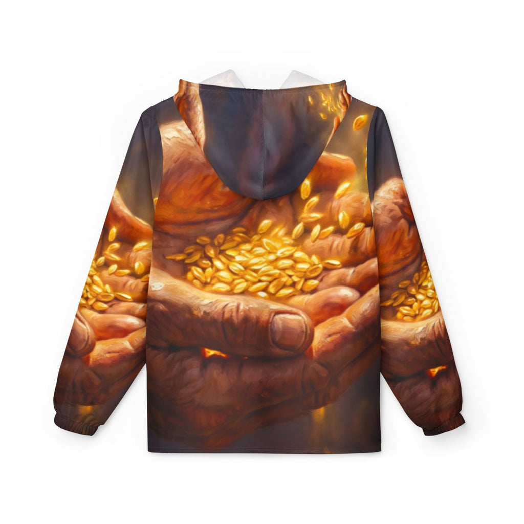 Women's Windbreaker Jacket with Wheat Grain Art