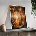 Posters with Wooden Frame - Golden Fractures Shattered Glass...