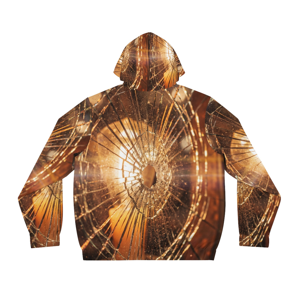 Men's Full-Zip Hoodie - Shattered Amber Glow Graphic Art |...