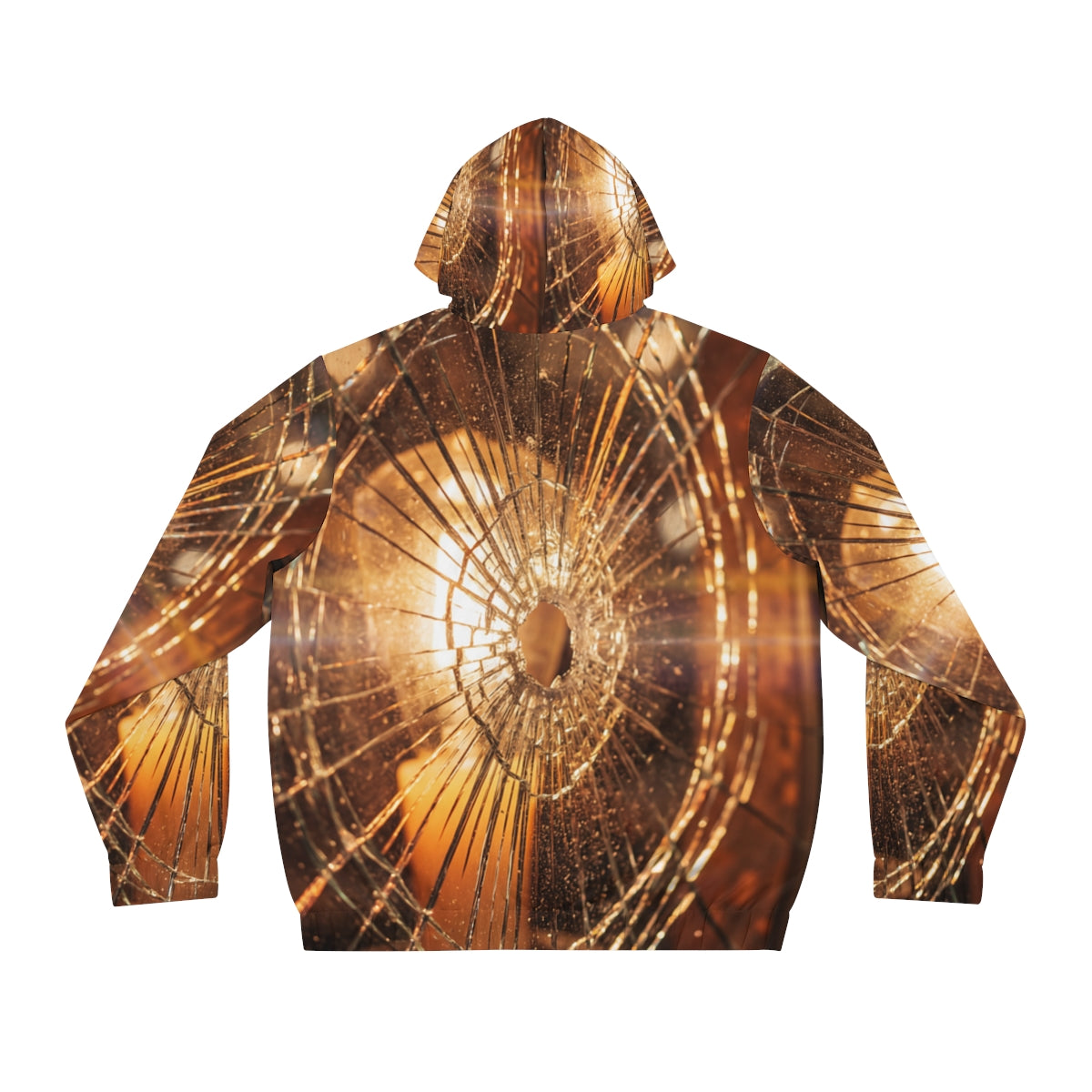 Men's Full-Zip Hoodie - Shattered Amber Glow Graphic Art |...